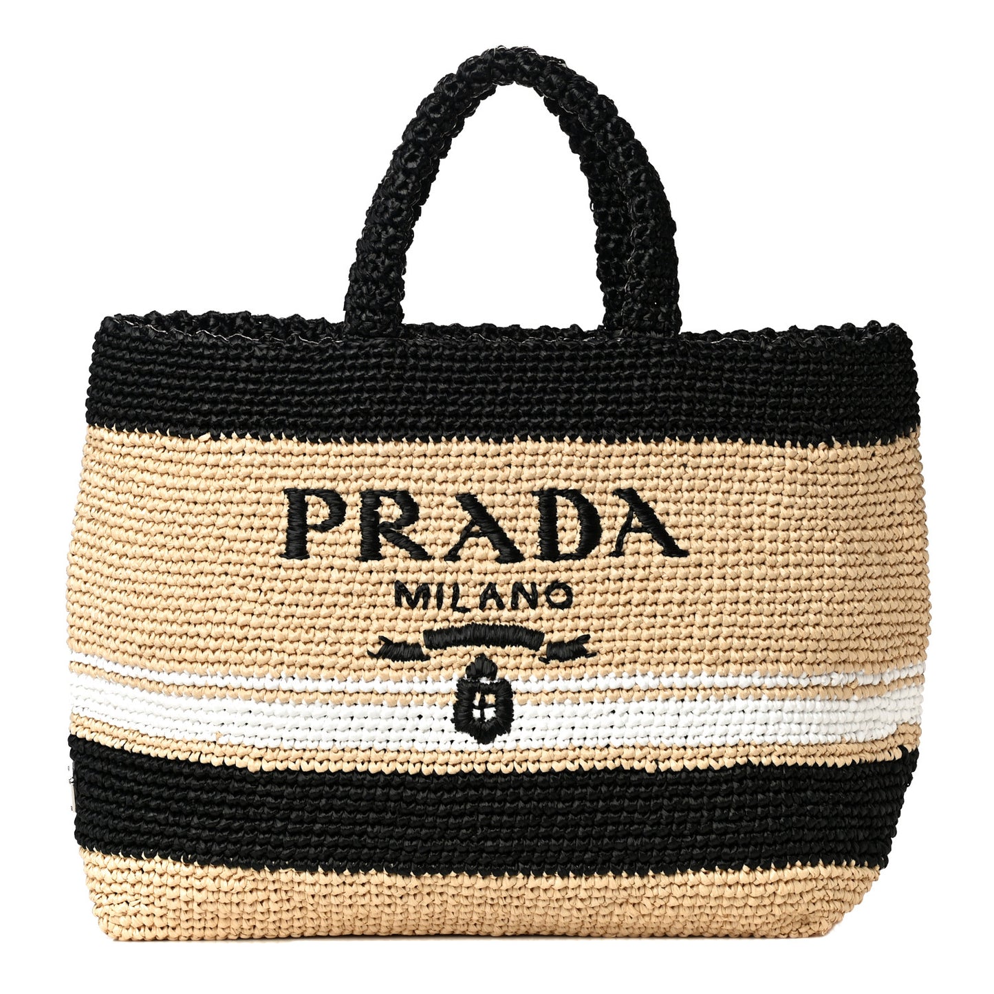 Raffia Logo Tote Naurale Black