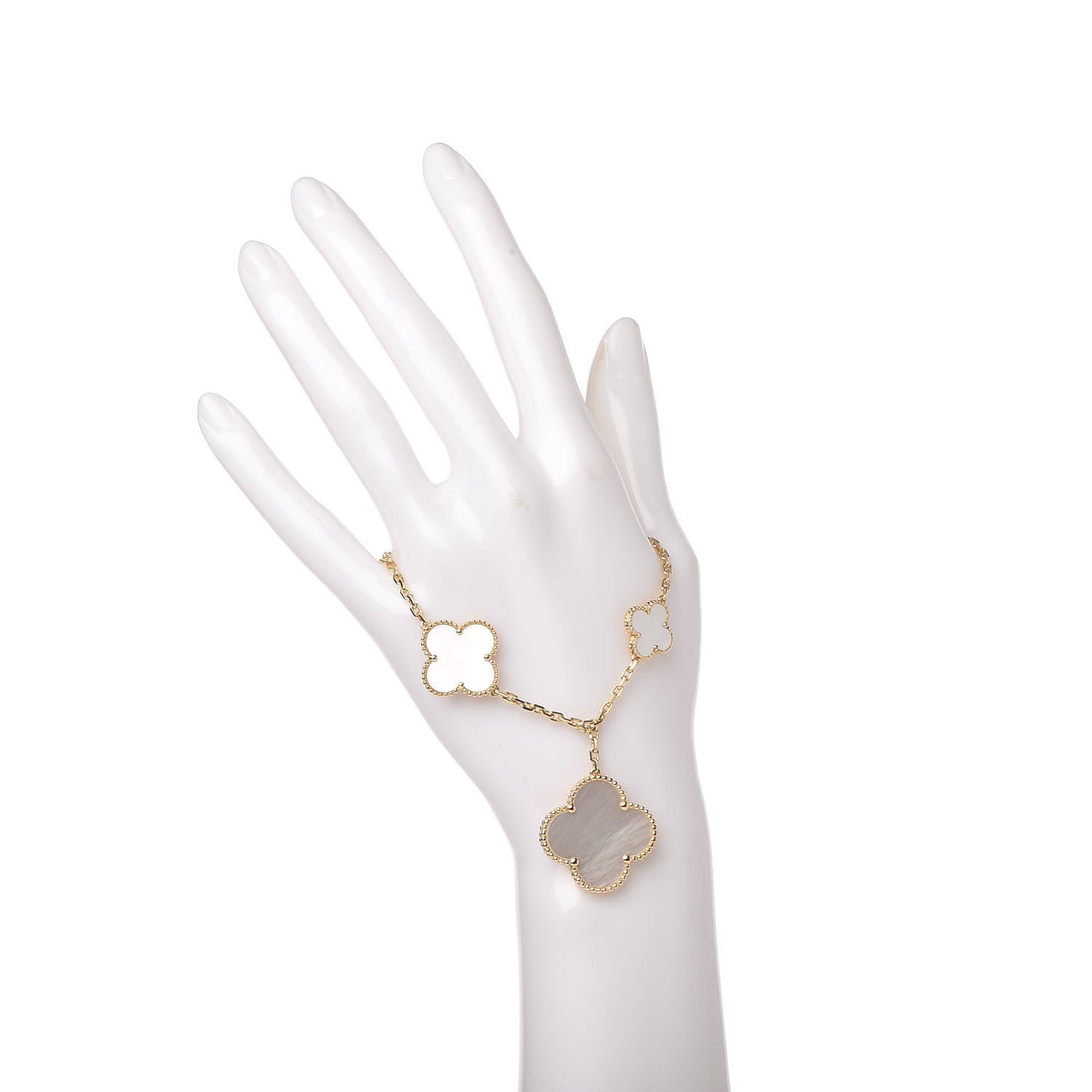 18K Yellow Gold Mother of Pearl 5 Motifs Magic Alhambra Bracelet