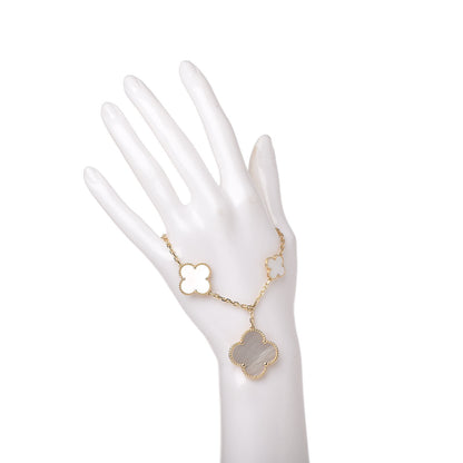 Van Cleef & Arpels 18K Yellow Gold Mother of Pearl 5 Motifs Magic Alhambra Bracelet 2 of 12