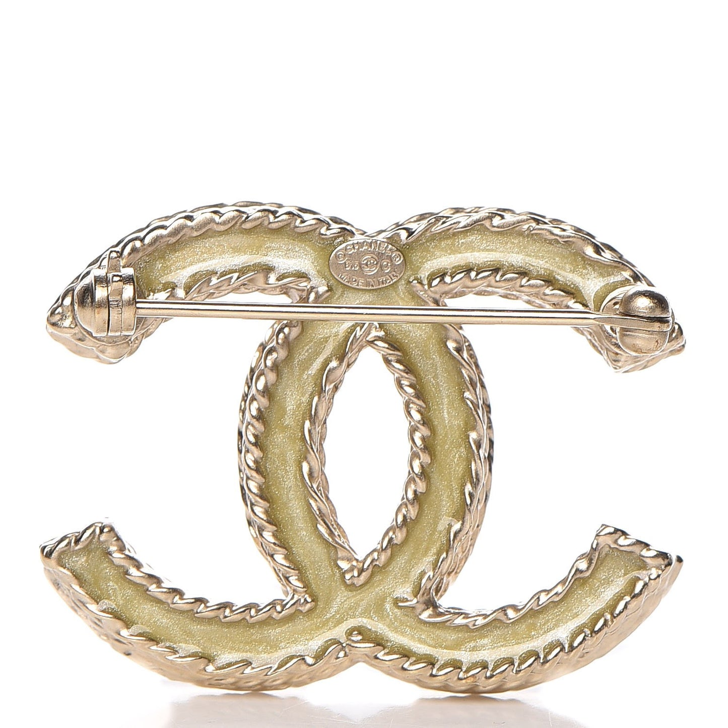 Crystal CC Brooch Pin Gold