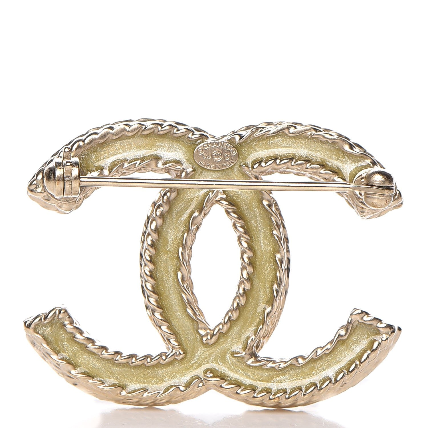 Chanel Crystal CC Brooch Pin Gold 3 of 5