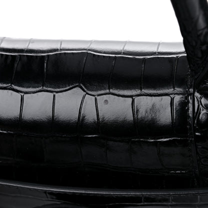 Balenciaga Shiny Calfskin Monochrome Crocodile Embossed Small Hourglass Top Handle Bag Black 13 of 16