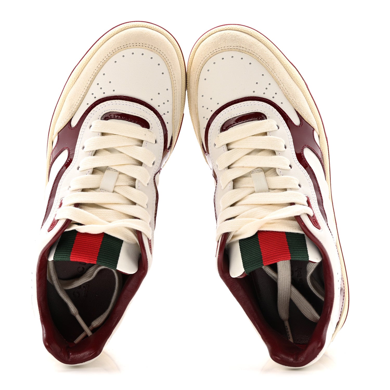 Gucci Calfskin Suede Womens Re-Web Sneakers  38 White Red 2 of 12