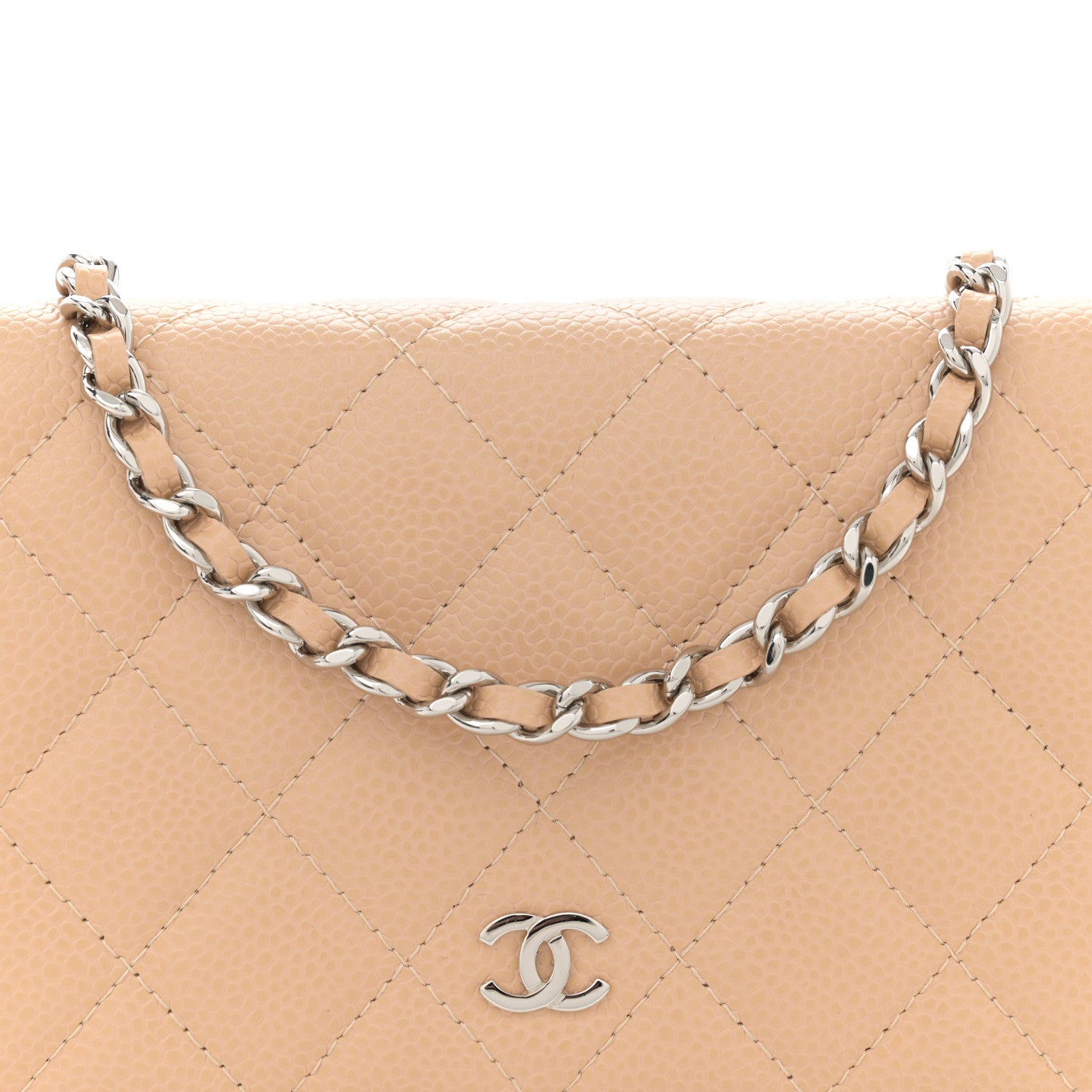 Chanel Caviar Quilted Wallet on Chain WOC Beige 8 of 10