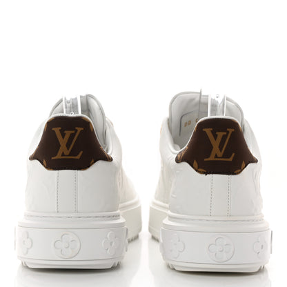 Louis Vuitton Lambskin Embossed Monogram Time Out Sneakers 38.5 White 5 of 12