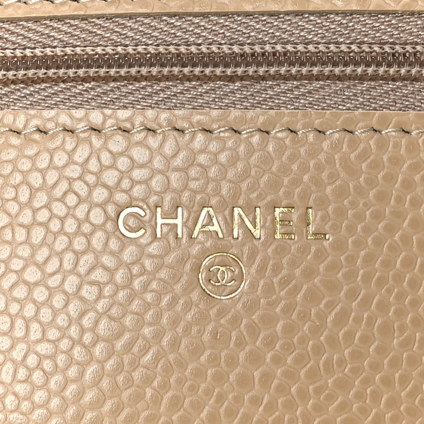 Caviar Quilted Wallet On Chain WOC Beige