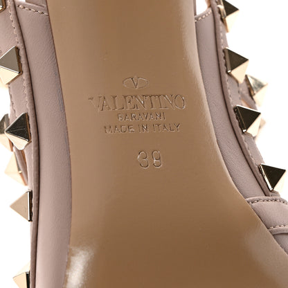 Valentino Garavani Calfskin Nappa Rockstud Ankle Strap 100mm Pumps 39 Poudre 6 of 8