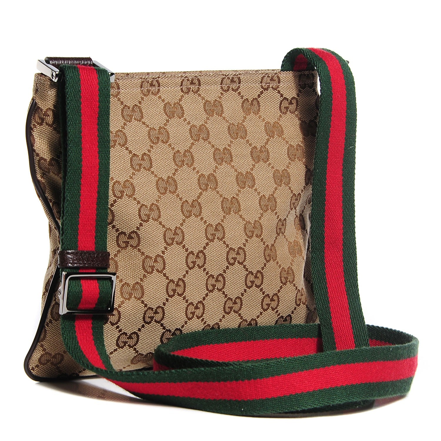 Gucci Monogram Web Small Flat Messenger Bag Brown 3 of 7