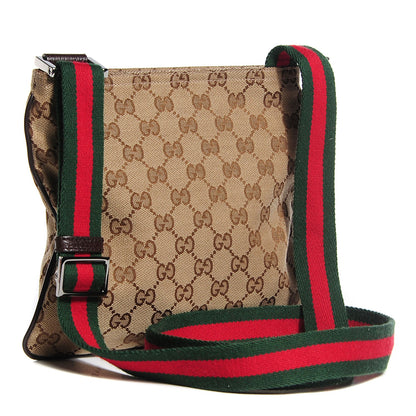 Gucci Monogram Web Small Flat Messenger Bag Brown 3 of 7