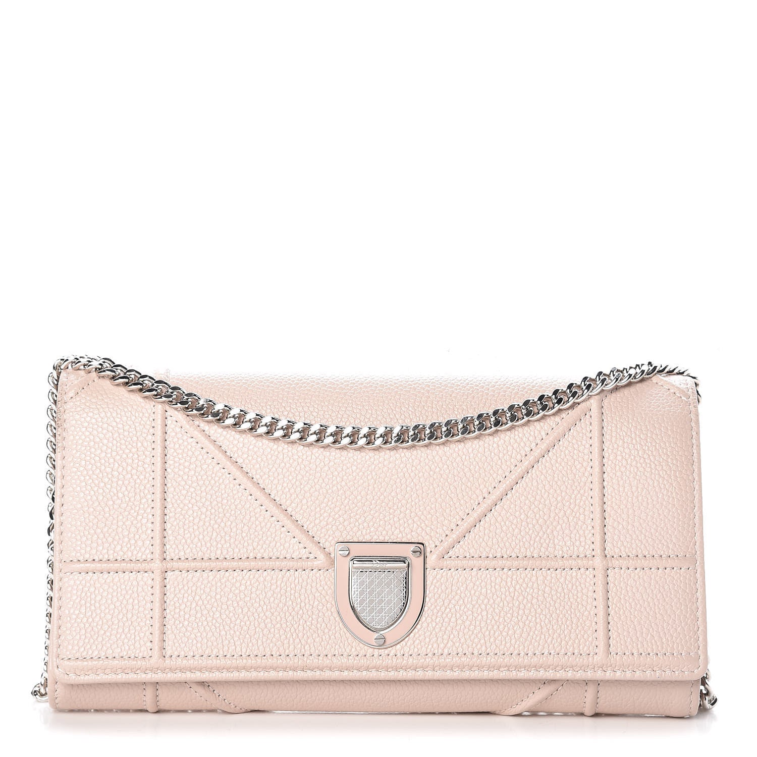 Christian Dior Grained Calfskin Diorama Croisiere Chain Wallet Rose Poudre 2 of 12