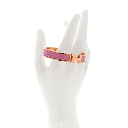 Hermes Enamel Narrow Clic Clac H Bracelet PM Rose Velours 2 of 5