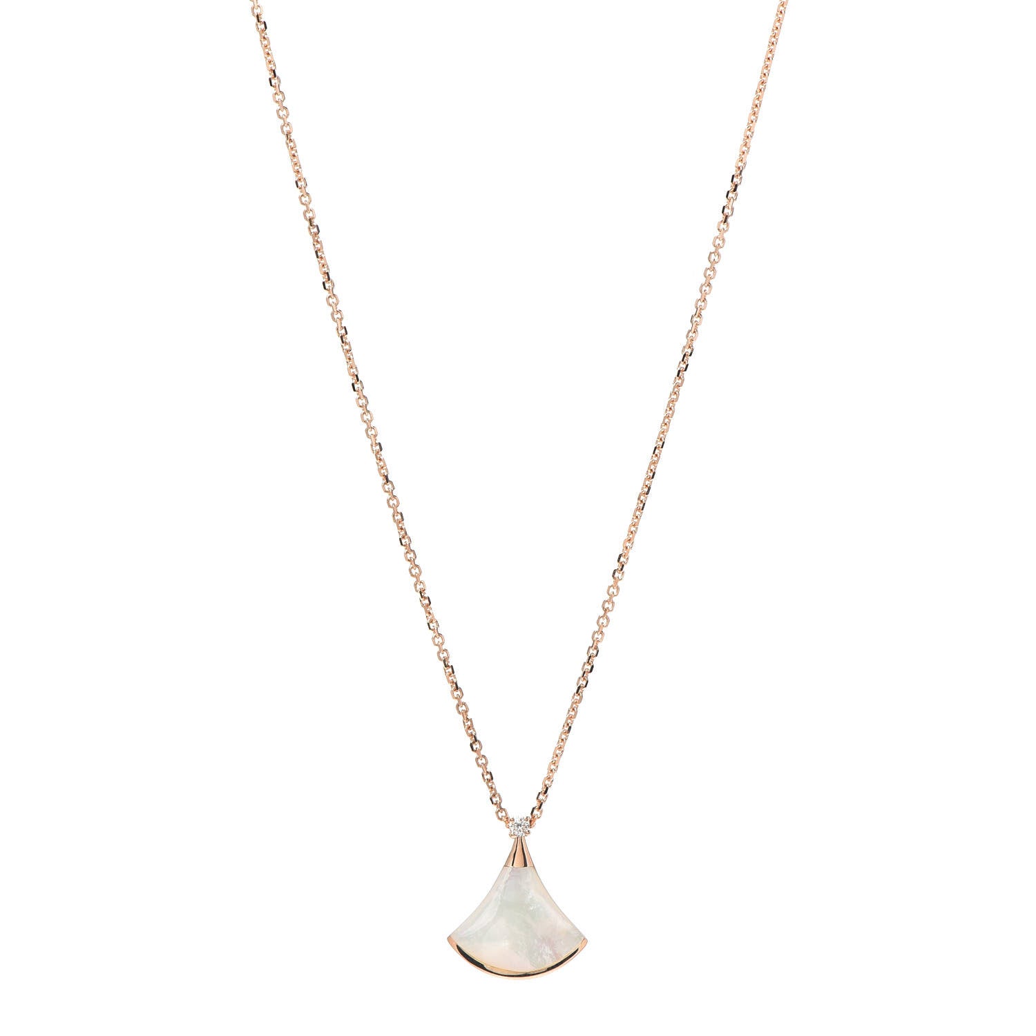 Bulgari 18K Rose Gold Diamond Mother of Pearl Small Divas' Dream Pendant Necklace 1 of 7