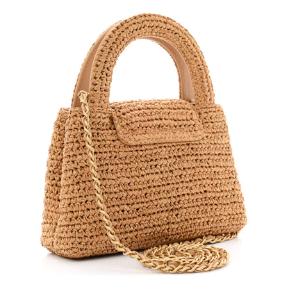 Chanel Braided Raffia Nano Kelly Flap Bag Dark Beige 3 of 10
