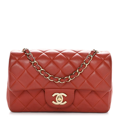 Chanel Lambskin Quilted Mini Rectangular Flap Orange 1 of 16