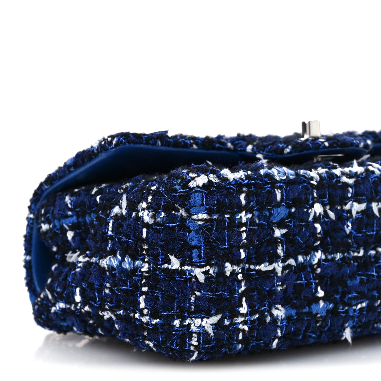 Chanel Tweed Quilted Mini Rectangular Flap Navy Blue Ecru 10 of 11