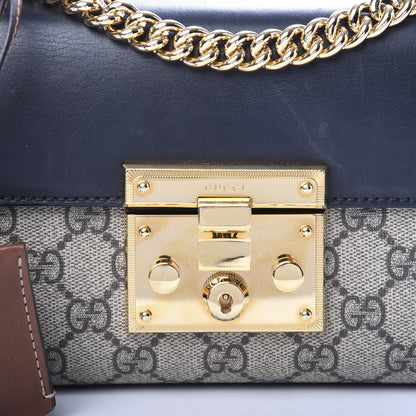 Gucci GG Supreme Monogram Calfskin Small Padlock Shoulder Bag Beige Black Cuir 9 of 9