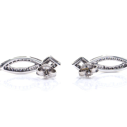 Mikimoto 18K White Gold Diamond Pearl 7mm Lattice Drop Earrings 3 of 6