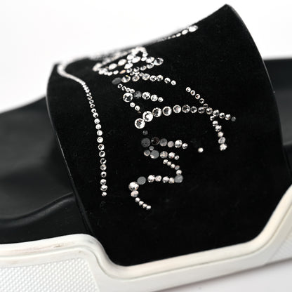 Christian Louboutin Veau Velours Strass Dear Pool Flat Platform Slide Sandal 38 Black 15 of 16