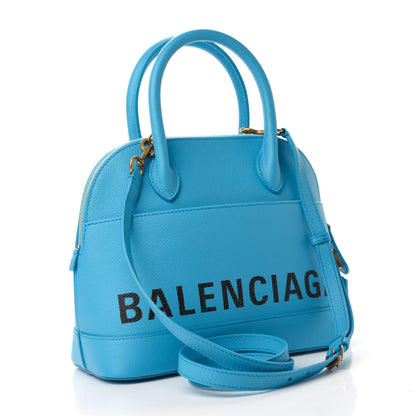 Balenciaga Signature Grained Calfskin Logo S Ville Top Handle Bag Bleu Turquoise 3 of 10