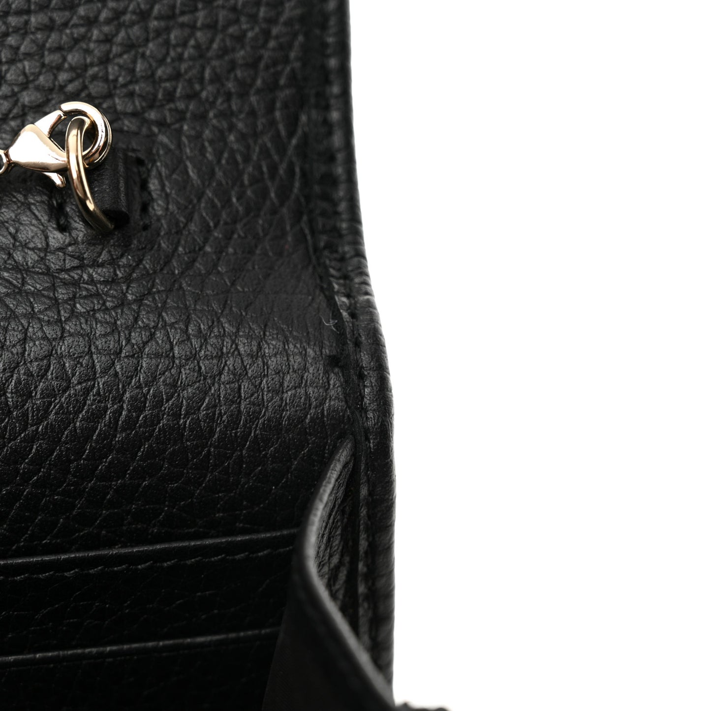 Pebbled Calfskin Soho Wallet On Chain Black