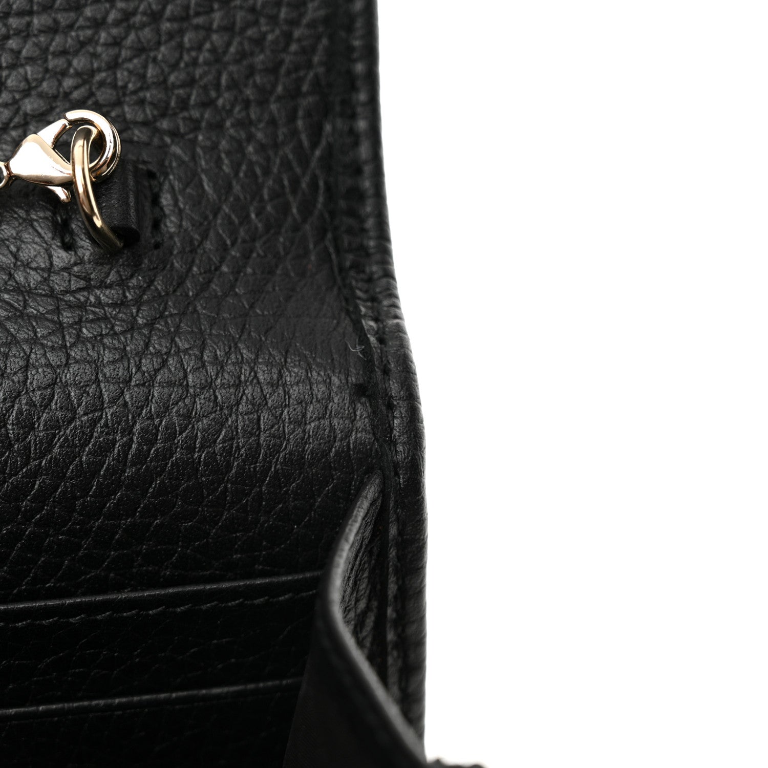 Gucci Pebbled Calfskin Soho Wallet On Chain Black 10 of 11