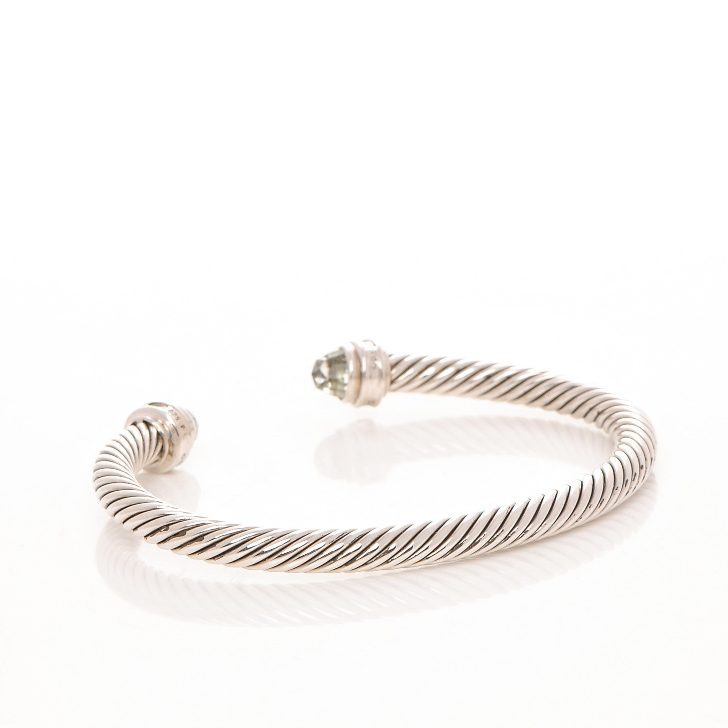 David Yurman Sterling Silver Diamond Prasiolite 5mm Cable Classics Bracelet 3 of 5