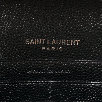 Saint Laurent Grain De Poudre Matelasse Chevron Monogram Monochrome Chain Wallet Black 6 of 15