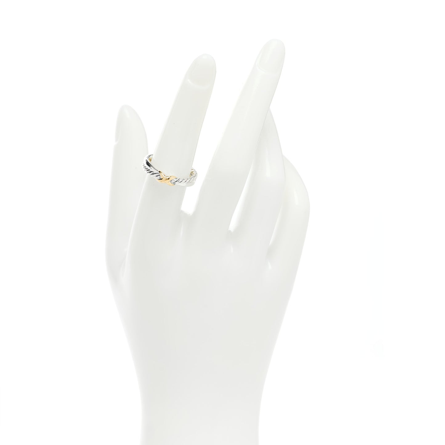 Sterling Silver 18K Yellow Gold Petite X Crossover Ring 53 6.5