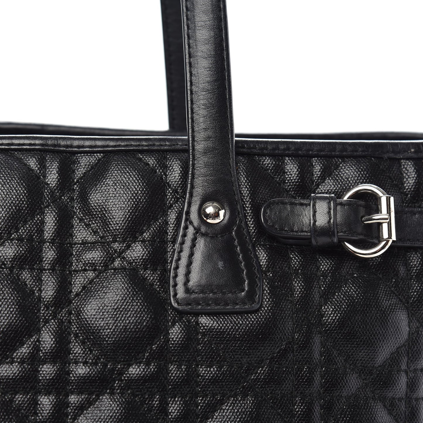 Coated Canvas Cannage Medium Panarea Tote Black