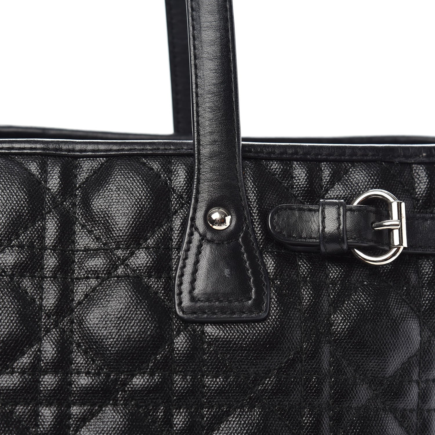 Christian Dior Coated Canvas Cannage Medium Panarea Tote Black 13 of 14