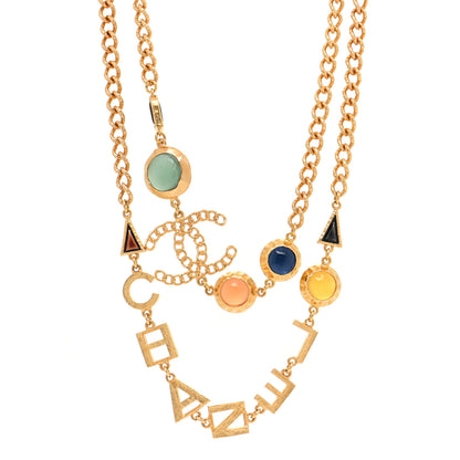 Chanel Beaded Crystal Logo CC Necklace Gold Multi 1 of 4