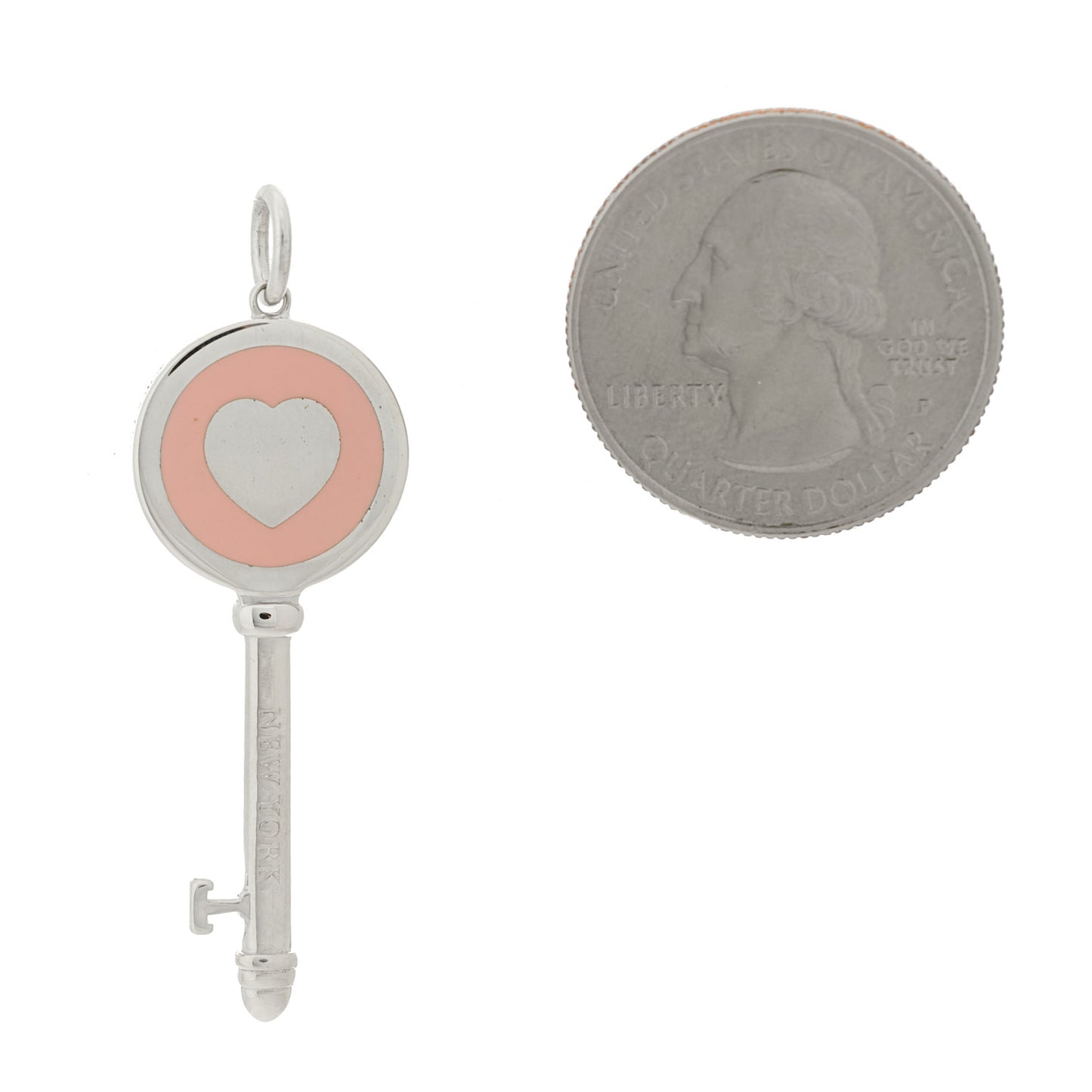 Sterling Silver Enamel Keys Heart Key Pendant Pink