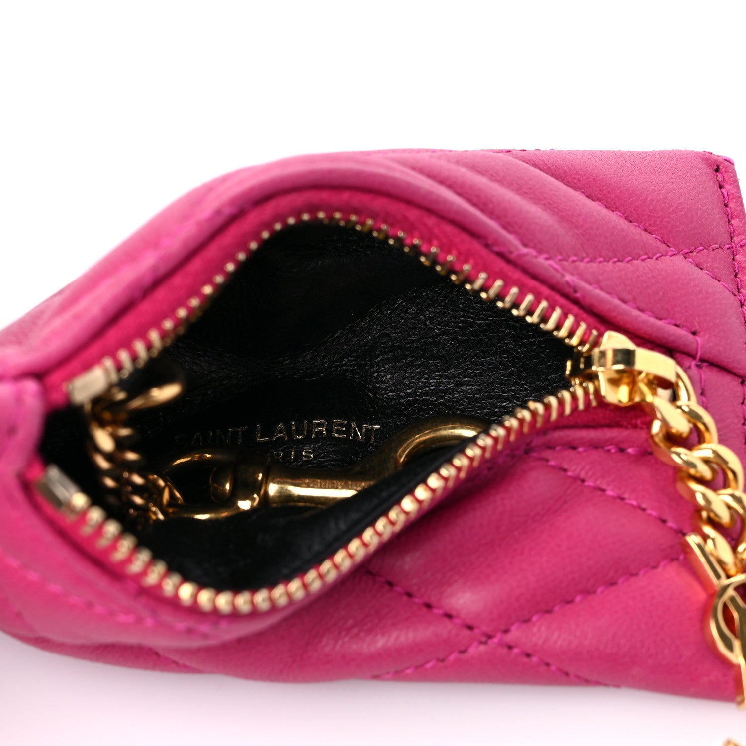 Saint Laurent Lambskin Quilted Berlingo Bag Charm Fuchsia 5 of 7