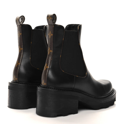 Louis Vuitton Calfskin Monogram Beaubourg Ankle Boots 39.5 Black 4 of 8