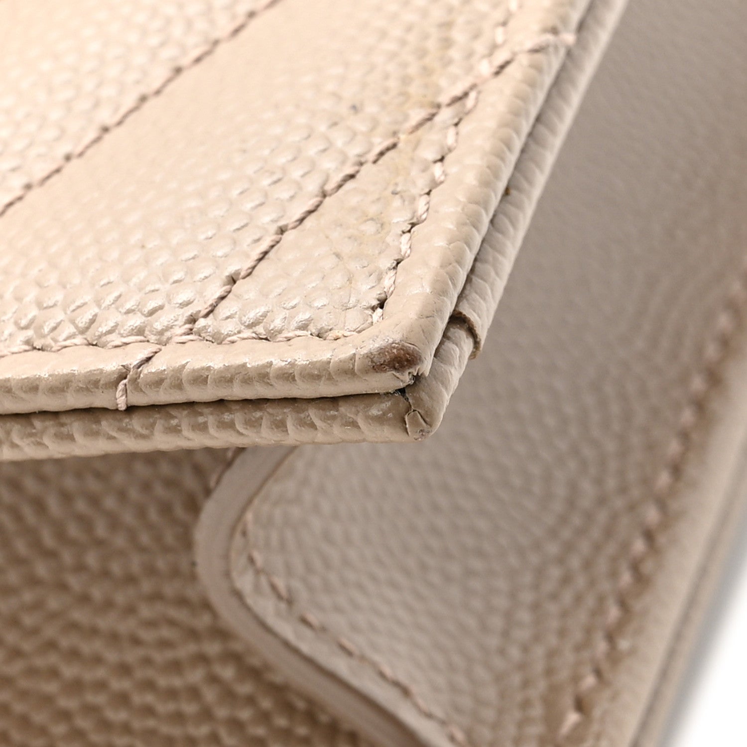 Saint Laurent Grain De Poudre Matelasse Chevron Monogram Envelope Chain Wallet Dark Beige 12 of 17