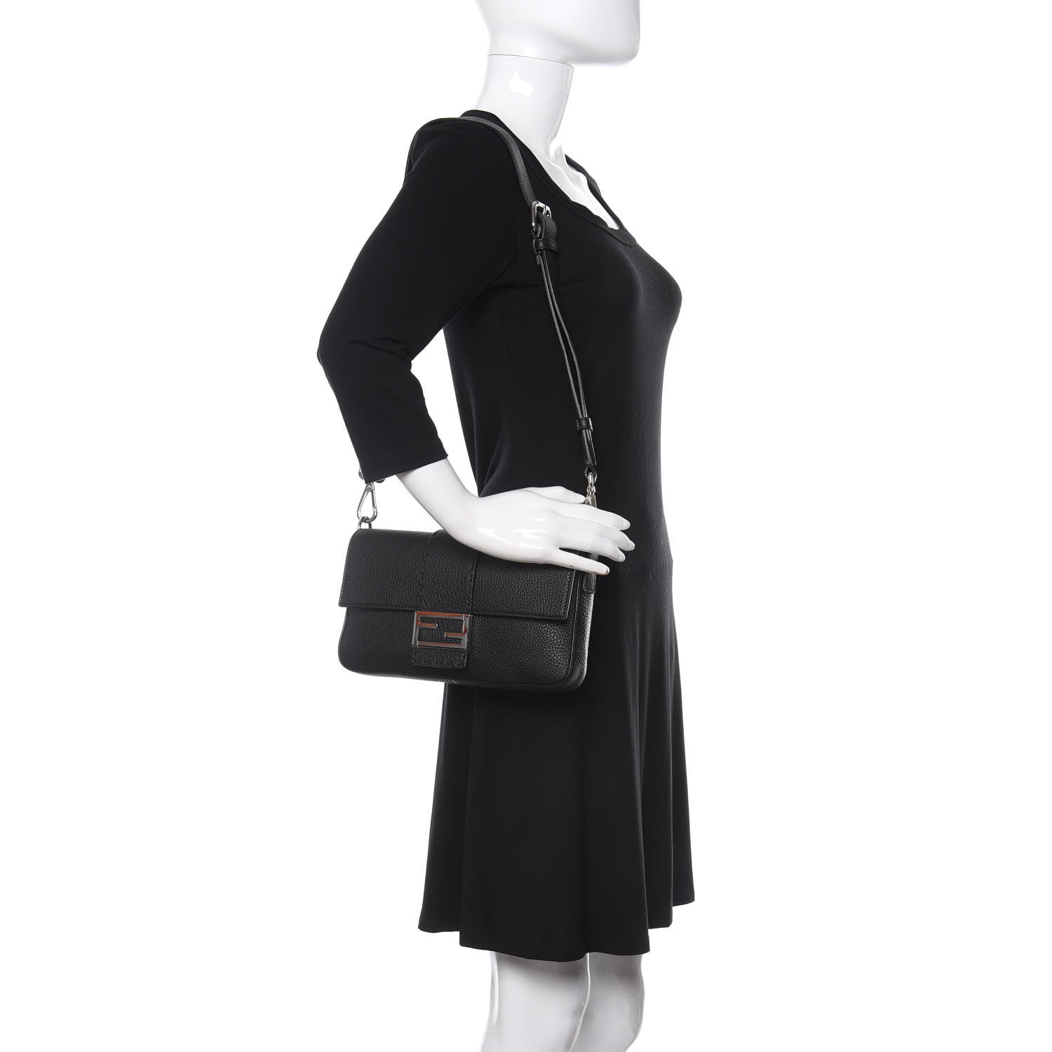 Fendi Cuoio Romano Selleria Belt Baguette Bag Black 2 of 10
