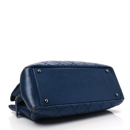 Chanel Iridescent Caviar Quilted Chic Shopping Tote Dark Blue 4 of 7