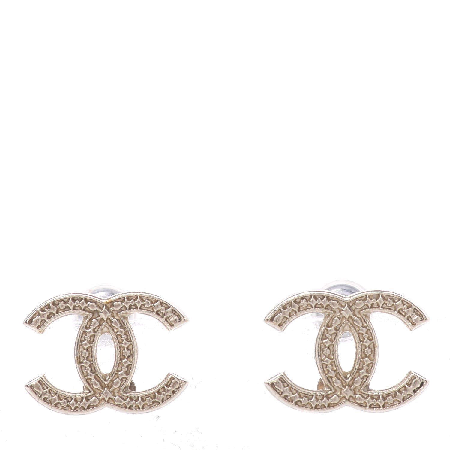 Chanel Metal Engraved CC Earrings Gold 1 of 4