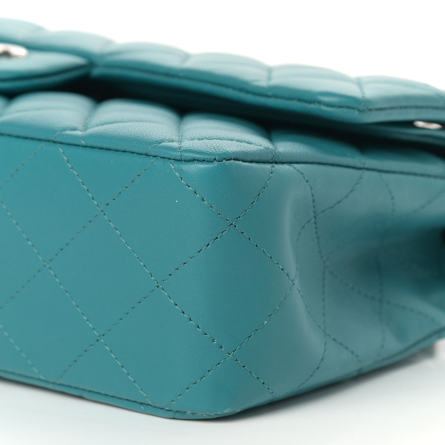 Chanel Lambskin Quilted Medium Double Flap Turquoise 9 of 12