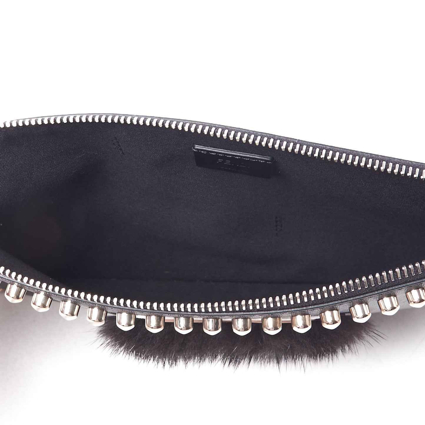 Vitello Elite Flamingo Mink Karlito Studded Pouch Black White Plaster