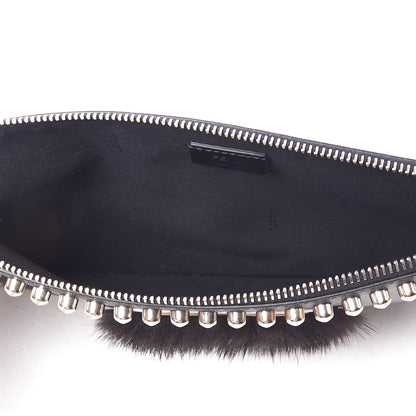 Fendi Vitello Elite Flamingo Mink Karlito Studded Pouch Black White Plaster 7 of 7