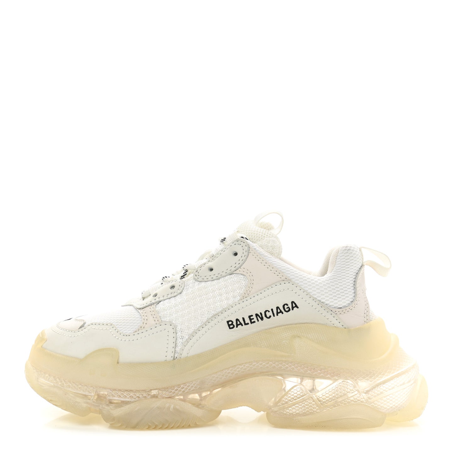 Fabric Mesh Clear Sole Womens Triple S Sneakers 37 White
