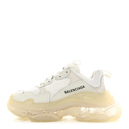 Balenciaga Fabric Mesh Clear Sole Womens Triple S Sneakers 37 White 1 of 8