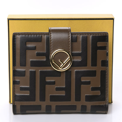 Fendi Vitello Soft F is Fendi Bi-Color FF 1974 Embossed Compact Wallet Maya Black 8 of 8