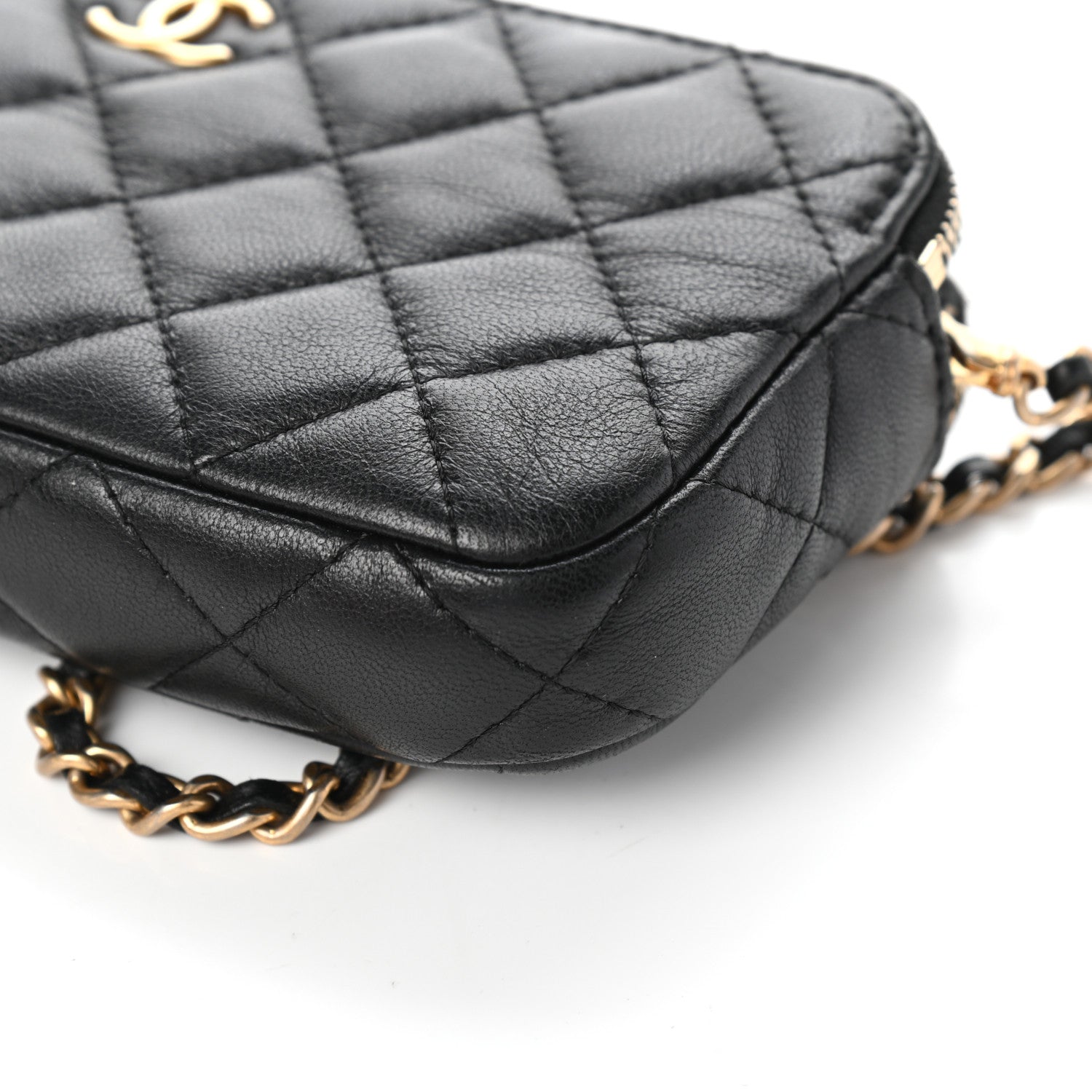 Chanel Calfskin Quilted Small Graffiti Clutch With Chain Black 9 of 9