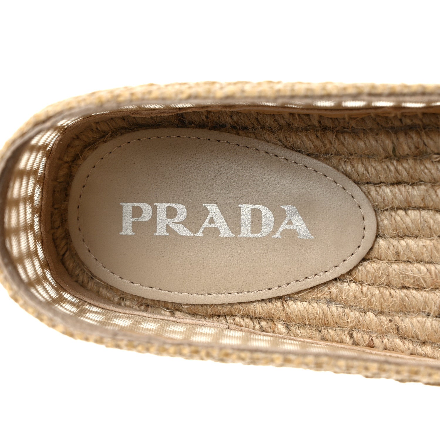 Prada Raffia Triangle Logo Crochet 20mm Espadrilles 40 Naturale 7 of 8