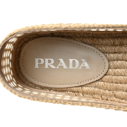 Prada Raffia Triangle Logo Crochet 20mm Espadrilles 40 Naturale 7 of 8