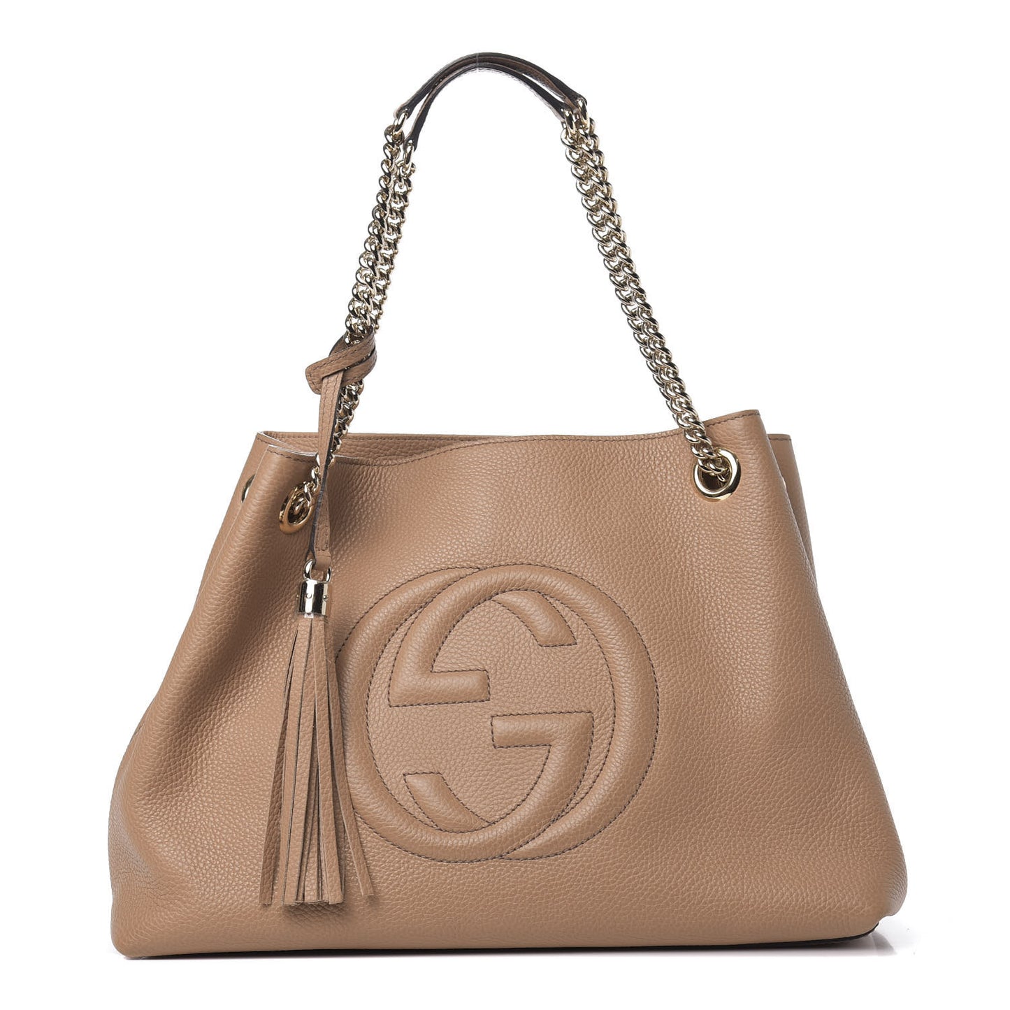 Pebbled Calfskin Medium Soho Chain Shoulder Bag Rose Beige