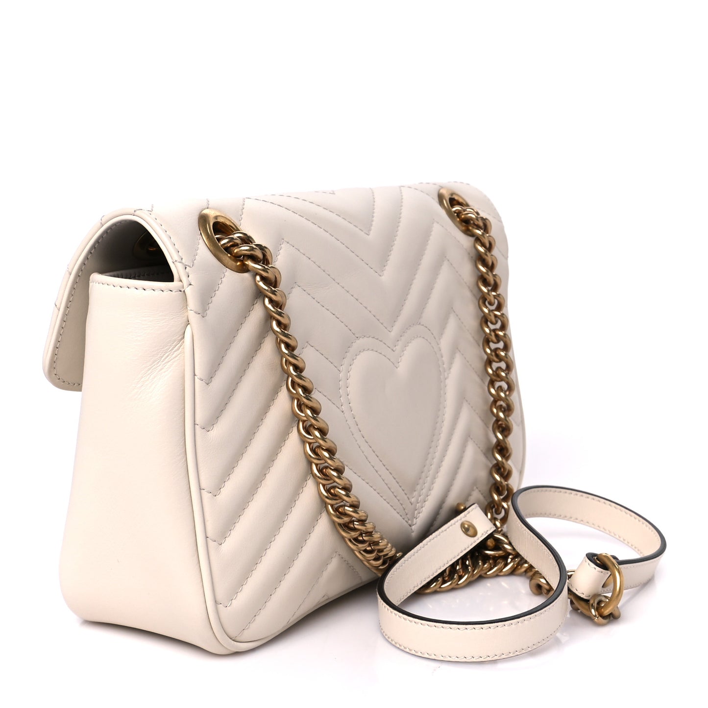 Calfskin Matelasse Medium GG Marmont Shoulder Bag White