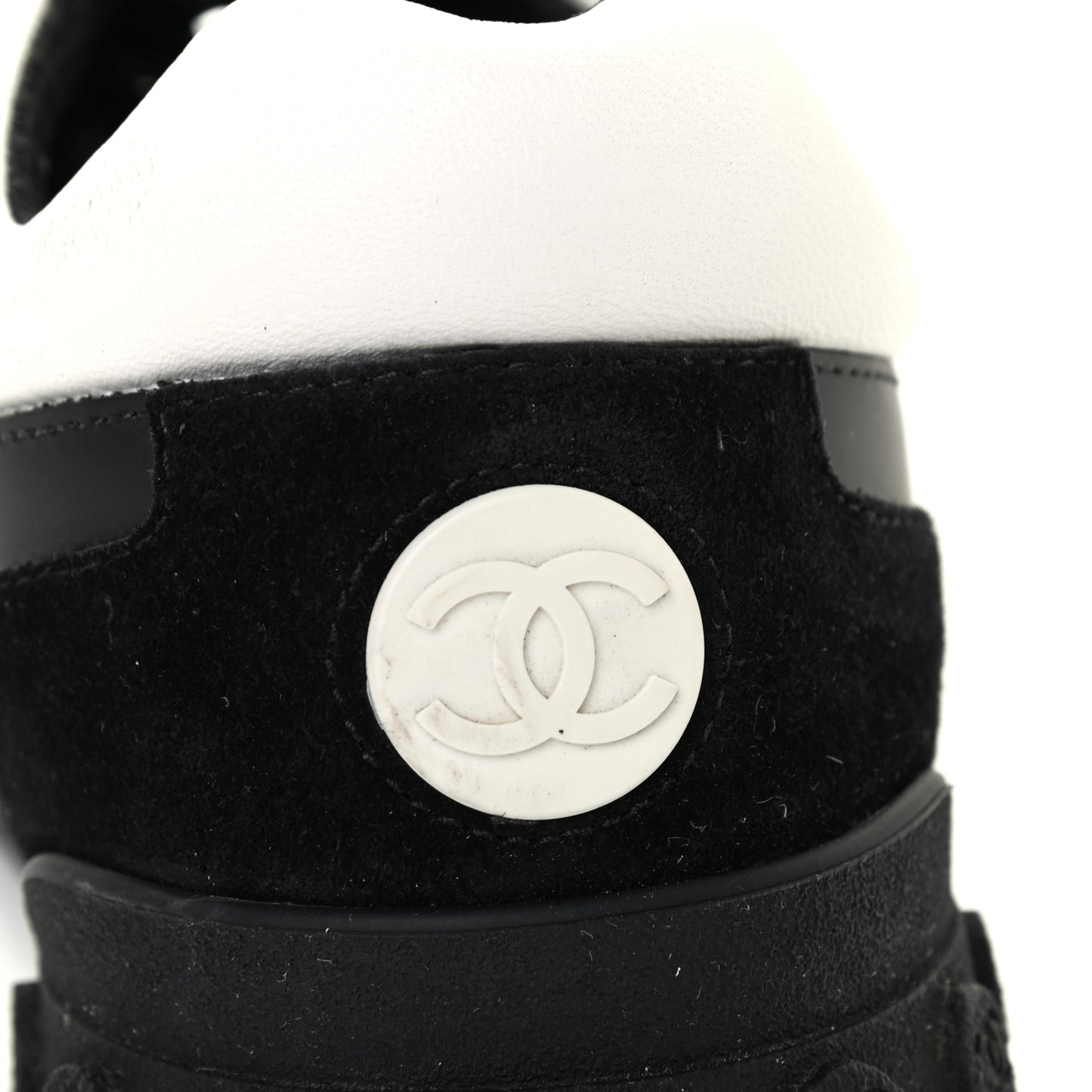 Nylon Calfskin Suede Womens CC Sneakers 41 Black Grey White